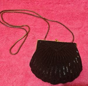 Elegant Black Beaded Evening Bag